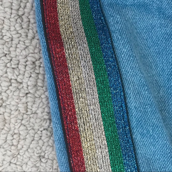 medium/light wash sparkly denim skirt - Picture 3 of 4